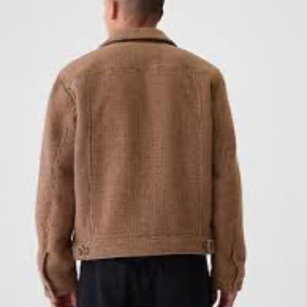 NEW Gap wool houndstooth trucker jacket Medium - Picture 4 of 16